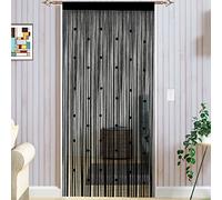 Taiyuhomes Rideau De Porte en Perles Rideau Anti Mouches 90x200cm Noir | Rideau De Porte En Perles Rideau Anti Mouches Pour Porte Exterieur Moustiquaire Rideaux Cloison De Séparation De Pièces