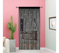 Taiyuhomes Rideau Fil Rideau De Porte en Perles Rideau Anti Mouches pour Porte Exterieur Moustiquaire Rideaux Exterieur Cloison De Séparation De Pièces (Noir, 90x245cm(35x96))