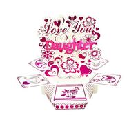 TAIZhiChen Carte -up décorative 3D en forme de cœur et de fleur, idéale pour les réunions de famille, Pâques et Noël, Fille