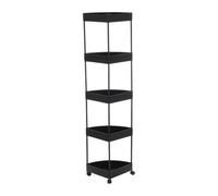 TAIZhiChen Étagère d'angle Au sur Pied avec roulettes, Antirouille, pour Salle de Bain, Cuisine, Présentoir, Support de Rangement, Black à 5 Niveaux