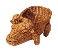 TAIZhiChen Panier à fruits tressé, bol, organiseur à, porte-légumes réutilisable, coffret de service et de rangement en imitation rotin pour bonbons et thé, En Forme de Vache