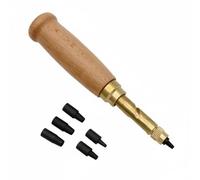 TAIZhiChen Perforateur Rotatif Cuir Outil Perceur Poinçon Ceinture Pince à Trous Construction en Bois et Laiton pour Perçage Régulier sur Cuir Harnais et, Poignée En Bois Naturel