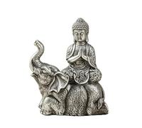 TAIZhiChen Statuette Bouddha Assis Éléphant Sculpté Figurine Bouddha Éléphant Décoré Objet Décoratif, Argenté