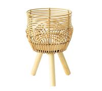 TAIZhiChen Support à Plantes en Osier Tressé avec Pieds, Panier en Rotin, Pot de Fleurs Décoratif et Simple, Jardinière pour Chambre D'étudiant, Balcon, Café, S