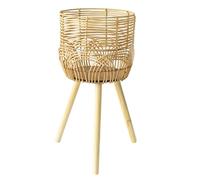 TAIZhiChen Support à Plantes en Osier Tressé avec Pieds, Panier en Rotin, Pot de Fleurs Décoratif et Simple, Jardinière pour Chambre D'étudiant, Balcon, Café, L