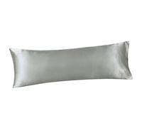 TAIZhiChen Taie d'oreiller Double Satin, Housse Satinée pour Oreiller Double, Anti-Froissement, Soie Artificielle Douce et Respirante, Couleur Unie Élégante, sans Fermeture, 51 x 137 cm, Gris Clair