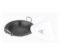 Tajine 30 cm, Couvercle Céramique Blanc, Base Acier Inoxydable, Revêtement Antiadhérent Effet Pierre, Tous Feux et Induction, Four 250°C