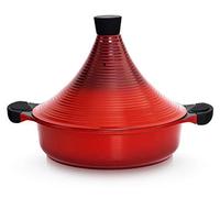 Tajine – Casserole – Ustensile de cuisson traditionnel – Couvercle de forme unique – 28 cm, 4,2 L – Rouge