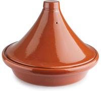 Tajine – Cocotte à tajine – Pour cuisson lente – En terre émaillée – 28 cm – Couleur marron naturel