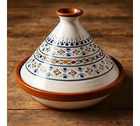Tajine – Cocotte de cuisson – Idéale pour les plats méditerranéens – Couvercle conique fonctionnel – 32 cm – Multicolore