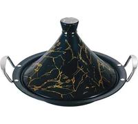 Tajine de 34 cm – Tajine compatible avec les plaques à induction – Cocotte marocaine – Acier inoxydable – Couvercle en céramique – Noir et or Royal Swiss®
