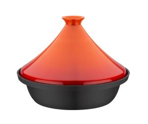 Tajine en Fonte Couvercle Céramique Induction Bicolore GSW Orange Gris Anthracite D30 cm