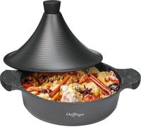 Tajine en fonte d'aluminium Ø 32 cm, compatible induction, poignées en silicone, cocotte, cuiseur vapeur, cocotte de cuisson, noir