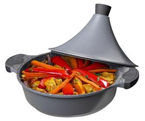 Tajine en fonte d'aluminium Ø28cm induction Poignées en silicone Cocotte-minute argentée