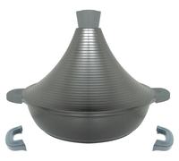 Tajine en fonte d'aluminium Ø32cm induction Poignées en silicone Cocotte-minute Gris