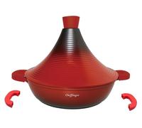 Tajine en fonte d'aluminium Ø32cm induction Poignées en silicone Cocotte-minute Rouge