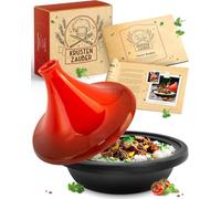 Tajine en fonte émaillée de 27 cm avec couvercle en céramique, compatible avec les plaques à induction et les fours - Recettes marocaines