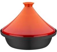 Tajine en Fonte Massive GSW, 30 x 22 cm, Couvercle Céramique, Induction, Orange