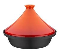 Tajine fonte massive - GSW - 30 x 22 cm - Couvercle céramique - Induction - Orange