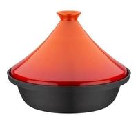 Tajine Fonte Massive - Gsw - 30 X 22 Cm - Couvercle Céramique - Induction - Orange