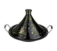 Tajine Royal Swiss 38 cm - Acier inoxydable, revêtement antiadhésif, couvercle porcelaine - Toutes sources de chaleur, induction, gaz, électrique - Cuisine saine (Noir, 38 cm)