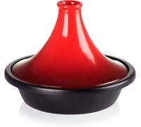 Tajine Schotel - Poêle en fonte - Cuisson lente - Base en fonte - 27 cm - Rouge cerise