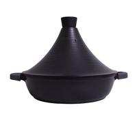 Tajine Tous Feux dont Induction - Plat Tajine Marocain 28cm Marmite tajine avec Couvercle en Aluminium antiadhésif - Noir
