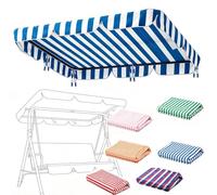 TAJMDGW Rayé Auvent Pour Balancelle Jardin Toit De Rechange Pour Balancelle Hollywoodienne 142x120 195x115 250x185 Housse De Rechange Balançoire Terrasse(Blue stripe,195X125cm)