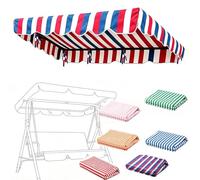 TAJMDGW Rayé Auvent Pour Balancelle Jardin Toit De Rechange Pour Balancelle Hollywoodienne 142x120 195x115 250x185 Housse De Rechange Balançoire Terrasse(Blue red stripe,195X125cm)