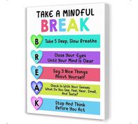 Take a Mindful Break Poster Mindfulness Corner Wall-Art Calming Canvas Print for Preschool Kindergarten Calm Down Corner Decor(Unframed,08x12inch(20x30cm))
