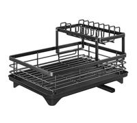 Takingup Égouttoir à Vaisselle à 2 Niveaux, Grand égouttoir Vaisselle en Acier au Carbone avec Porte-ustensiles, de Cuisine Multifonction Amovible pour Bol, Tasse, Couteaux, Planche, pour l