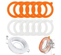 TAKONE Lot de 12 anneaux en caoutchouc pour bocaux de conservation, en silicone, blancs et oranges, 94 x 108 mm, anti-fuite, joints de rechange pour bocaux et couvercles Weck