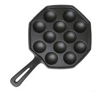 Takoyaki Poêle à frire antiadhésive en fonte 12 trous pour boulettes de viande de poulpe, poffertjes, crêpière, plaque de cuisson au gaz