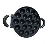 Takoyaki Poêle en alliage d'aluminium, revêtement antiadhésif pour cuisinière à gaz, répartition uniforme de la chaleur, poêle à griller 7/12/19 litres pour okonomiyaki et gâteaux aux œufs, noir (E)