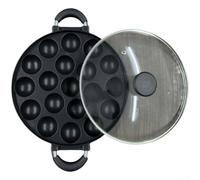 Takoyaki Poêle grill en alliage 12 cavités sans plaque de cuisson pour cuisinière à gaz pour pieuvre Boulettes de viande pour moule maison cuisine 39 cm (F)