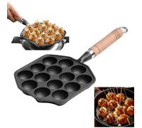 Takoyaki Poêle Grille Pain à Frire,14 Trous 3.6 cm Trou Moules Takoyaki Gril Poêle,Taiyaki Pan,Aebleskiver Cast Iron Label