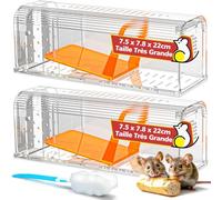 TAKRINK 2 Pièges à Souris Vivants Grand Format Réutilisables | Réutilisable, ABS Transparent, Trous d’Aération, Sans Colle ni Poison, Se Rince à l’Eau, Adapté Cuisine Garage Jardin