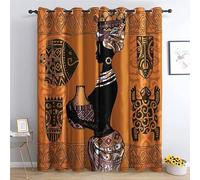 TAKUAN Rideau Occultant Afrique Rideaux Thermiques à Oeillets pour Chambre, Motif Ethnique Rideaux Salon Moderne Lot De 2 Décoration De Fenêtre pour Chambre Enfant Fille Garcon Rideaux, 140x220