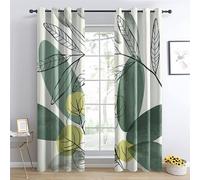TAKUAN Rideau Occultant Feuilles Rideaux Thermiques à Oeillets pour Chambre, Motif Plante Rideaux Salon Moderne Lot De 2 Décoration De Fenêtre pour Chambre Enfant Fille Garcon Rideaux, 160x240