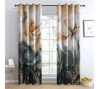 TAKUAN Rideau Occultant Fleur Rideaux Thermiques à Oeillets pour Chambre, Motif Art Moderne Rideaux Salon Moderne Lot De 2 Décoration De Fenêtre pour Chambre Enfant Fille Garcon Rideaux, 140x260