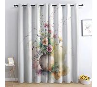 TAKUAN Rideau Occultant Fleur Rideaux Thermiques à Oeillets pour Chambre, Motif Botanique Rideaux Salon Moderne Lot De 2 Décoration De Fenêtre pour Chambre Enfant Fille Garcon Rideaux, 140x240