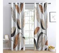 TAKUAN Rideau Occultant Plante Rideaux Thermiques à Oeillets pour Chambre, Motif Feuilles Rideaux Salon Moderne Lot De 2 Décoration De Fenêtre pour Chambre Enfant Fille Garcon Rideaux, 160x240
