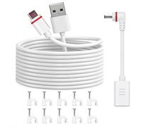 TAKUZA Câble USB A vers USB C 5 m pour caméra de surveillance et panneau | Câble de 5 m résistant aux intempéries avec 10 clips et adaptateur USB-C vers CC. Idéal pour les caméras Ring