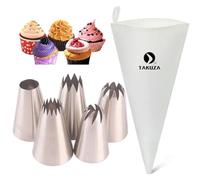 TAKUZA Lot de 6 Poches à Douille Professionnelles Réutilisables - Grandes Poches Avec 5 Douilles en Acier Inoxydable pour Gâteaux, Tartes - GT-0001