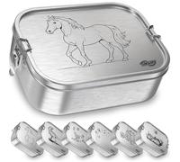 TAKWAY Boîte à déjeuner en acier inoxydable avec compartiments 800 ml - Boîte à déjeuner étanche pour enfants et adultes, boîte à bento avec séparateurs flexibles, pour crèche, école et voyage (cheval