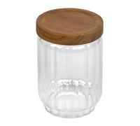 Tala Bocal de rangement en verre côtelé avec couvercle en acacia FSC, élégants et hermétiques pour ingrédients secs, thé, café, sucre, pâtes et plus encore, boîtes en verre transparent pour cuisines