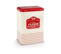 Tala Boîte à Farine Métal Blanc/Rouge Originals - Rangement Cuisine Vintage, Couvercle à Charnière, Accueille 1 kg, Conteneur Ingrédients de Pâtisserie, Facile à Nettoyer