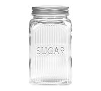 Tala Boîte de conservation en verre transparent nervuré avec couvercle à visser - Contenance : 1250 ml - Idéal pour stocker tous les types de sucre en cubes ou granulés