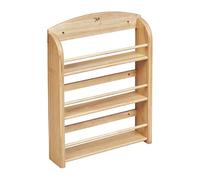Tala Étagère à épices 18 pots en bois d'hévéa, rangement organisé pour herbes et épices, design en bois à 3 niveaux avec rails de protection avant pour un rangement facile et sûr, trous de fixation