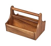 Tala Étagère de table avec 2 compartiments et poignée de transport, en acacia laqué, idéal pour une utilisation avec couverts, condiments et menus, conçu pour la vente au détail, parfait pour un usage